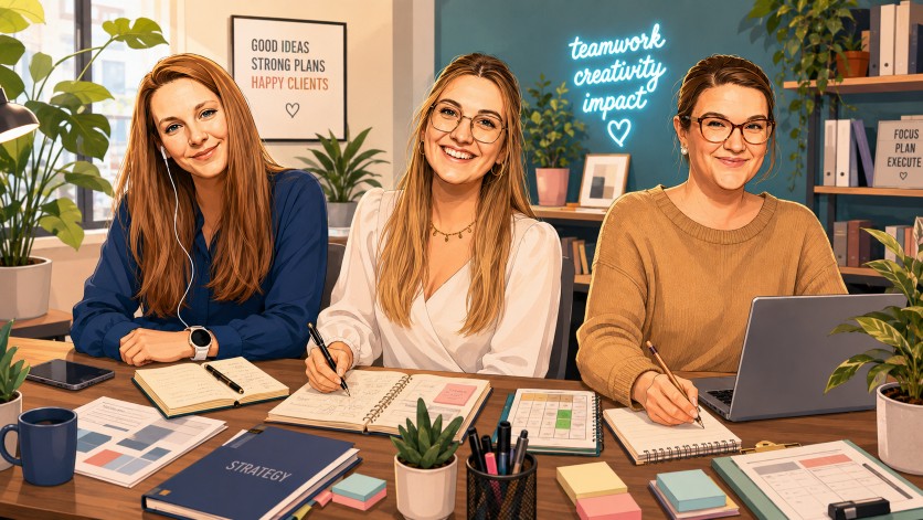 Agenturbild - von links nach rechts, Angela, Anna-Sophie und Elisa